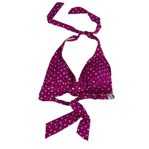 Croft & Barrow 6 Bikini Top Pink White Polka Dot Lined Coverage S M Tie